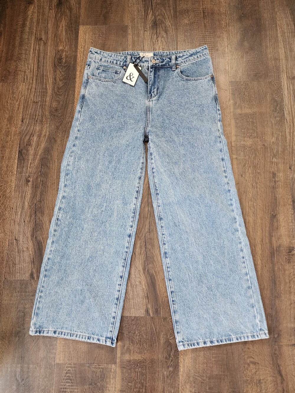 AMPERSAND AVE Light Wash Wide-Leg Jeans